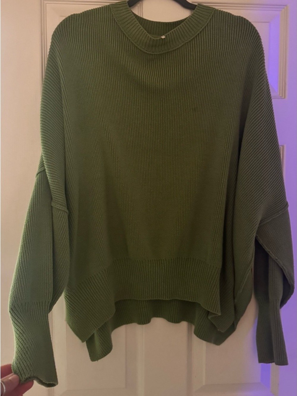 Free People Relaxed Olive Green Women's Ribbed Sweater - Picture 5 of 5